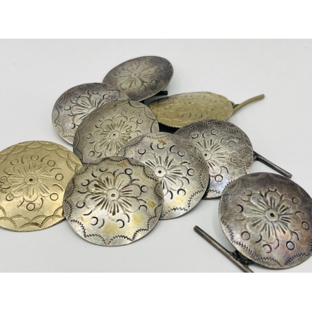 Nueve botones de botonadura charra antigua de plata de Salamanca